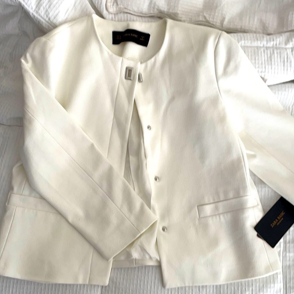 Zara Snow White Cropped Blazer